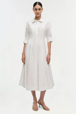 SIMKHAI - Jazz Pintuck Midi Dress in White