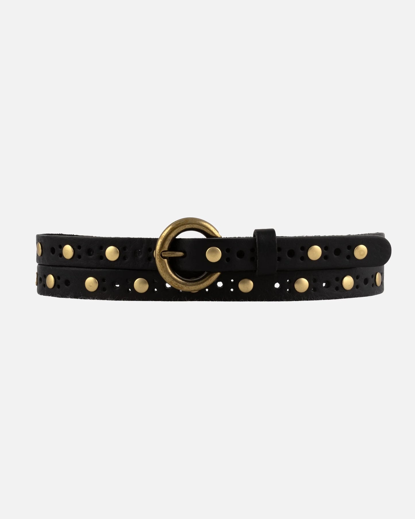 Amsterdam Heritage - Chloe | Vintage Studded Skinny Belt in BLack