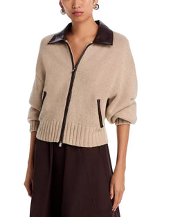 SIMKHAI - Zofia Zipper Cardigan in Oatmeal