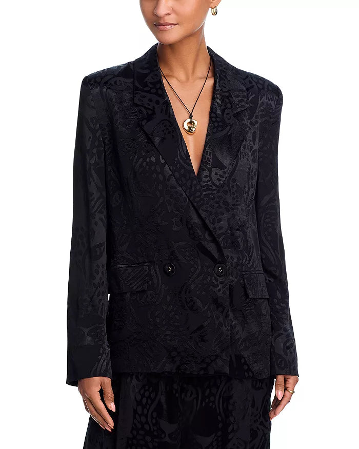 FARM Rio - Leopard Jacquard Blazer in Black