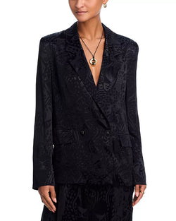 FARM Rio - Leopard Jacquard Blazer in Black