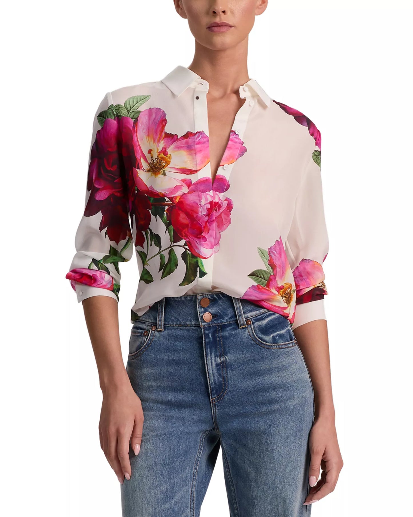 Alice + Olivia - Willa PLKT Top in Empress Bloom Off White