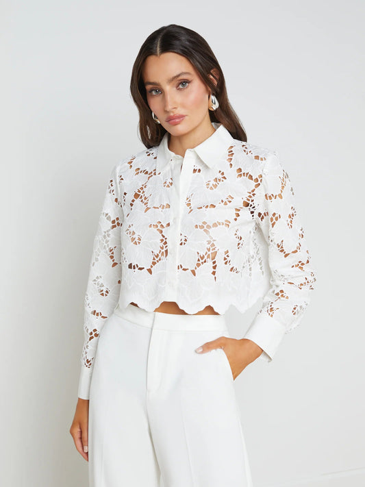 L'AGENCE - Seychelle Cropped Buttondown in White