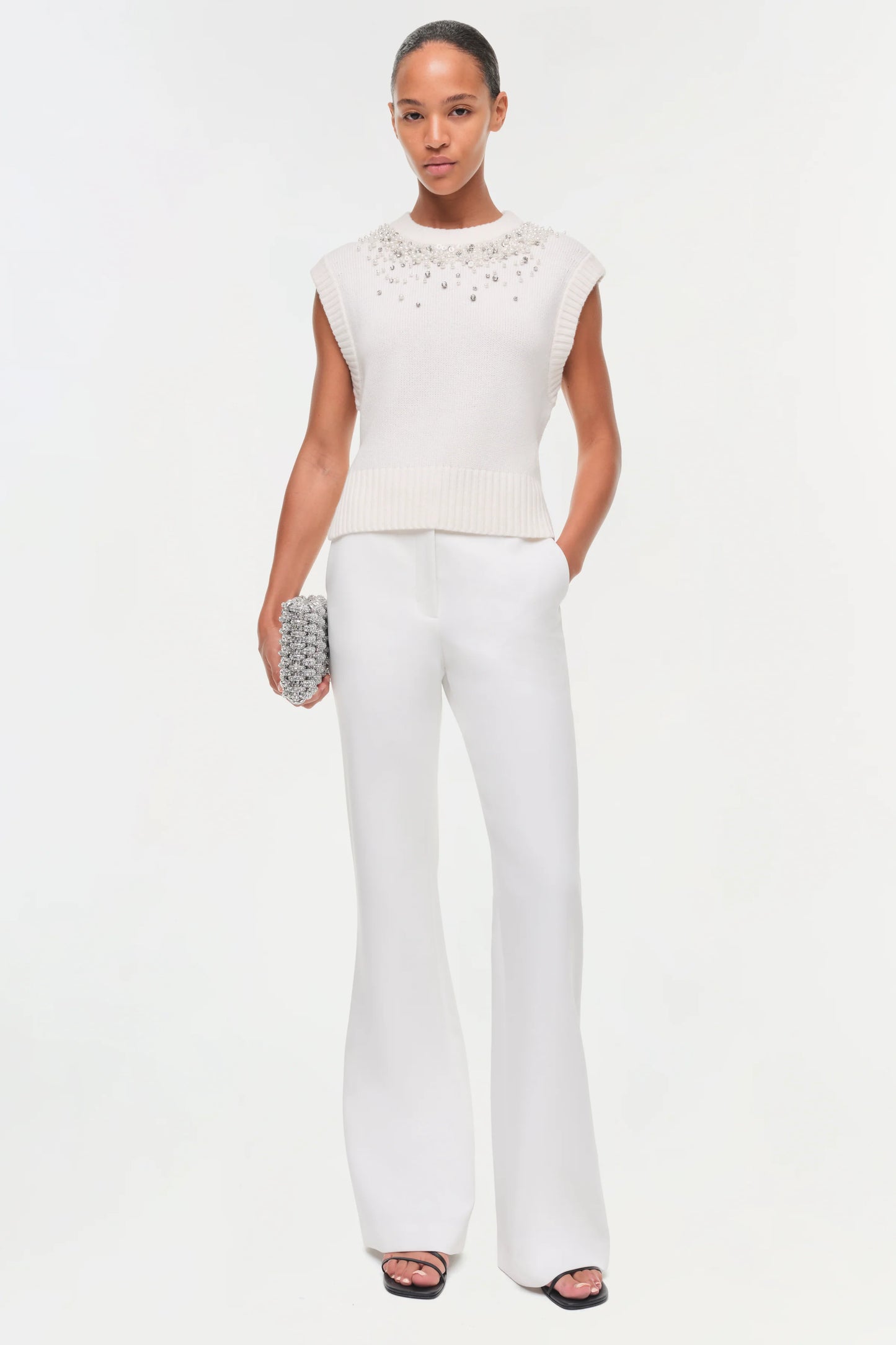 SIMKHAI - Candra Embellished Knit Vest in White