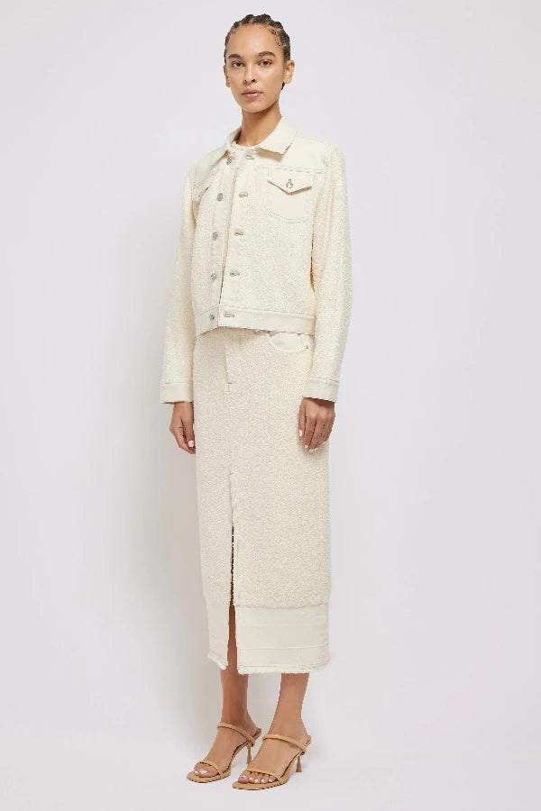SIMKHAI - Baylin Denim Knit Jacket in Ivory White