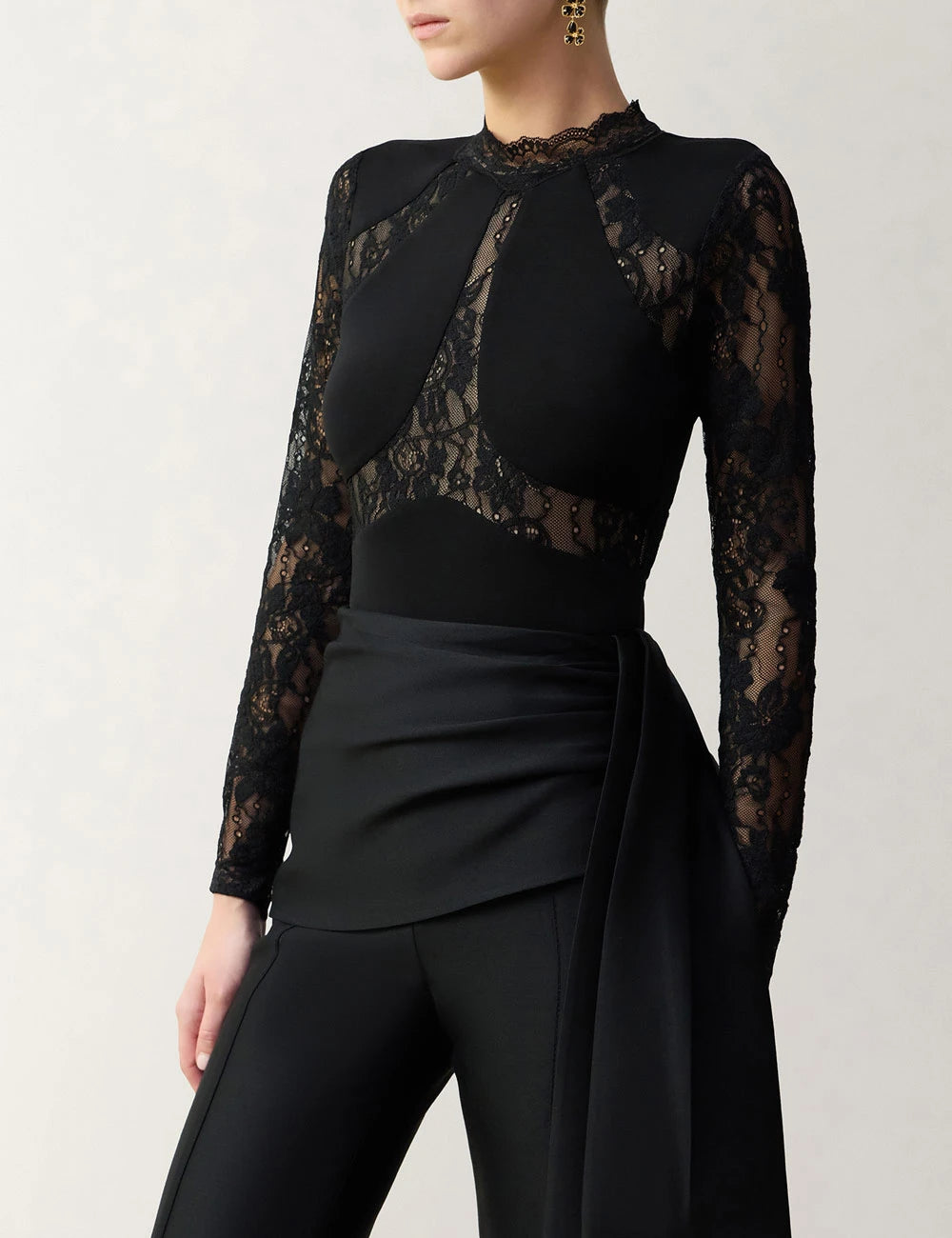 Zimmermann - Clash Lace Spliced Bodysuit in Black
