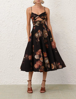 Zimmermann - Hypnotic Twist Midi Dress in Russet Floral