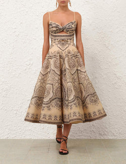 Zimmermann - Luna Twist Midi Dress in Cream Perla Paisley