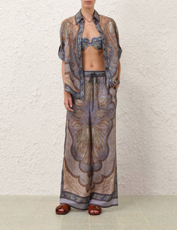 Zimmermann - Wanderlust Relaxed Pant in Tapestry Blue Multi