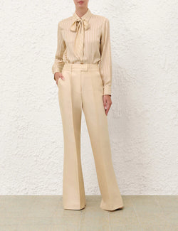Zimmermann - Luna Wool Silk Flare Pant in Cream