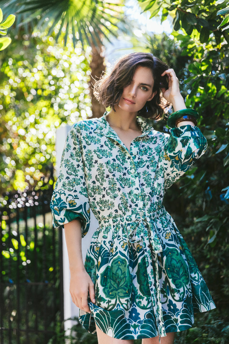 Cara Cara - Beatrice Mini Dress in Samara Green