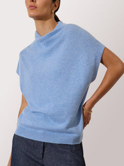 Brochu Walker - Morten Funnel Neck Cashmere Top in Air Blue