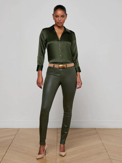 L'AGENCE - Marguerite High Rise Skinny in Deep Olive Coated