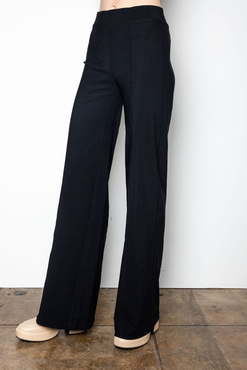 Elaine Kim - Tech Stretch Pull Up Wide Pant in Black