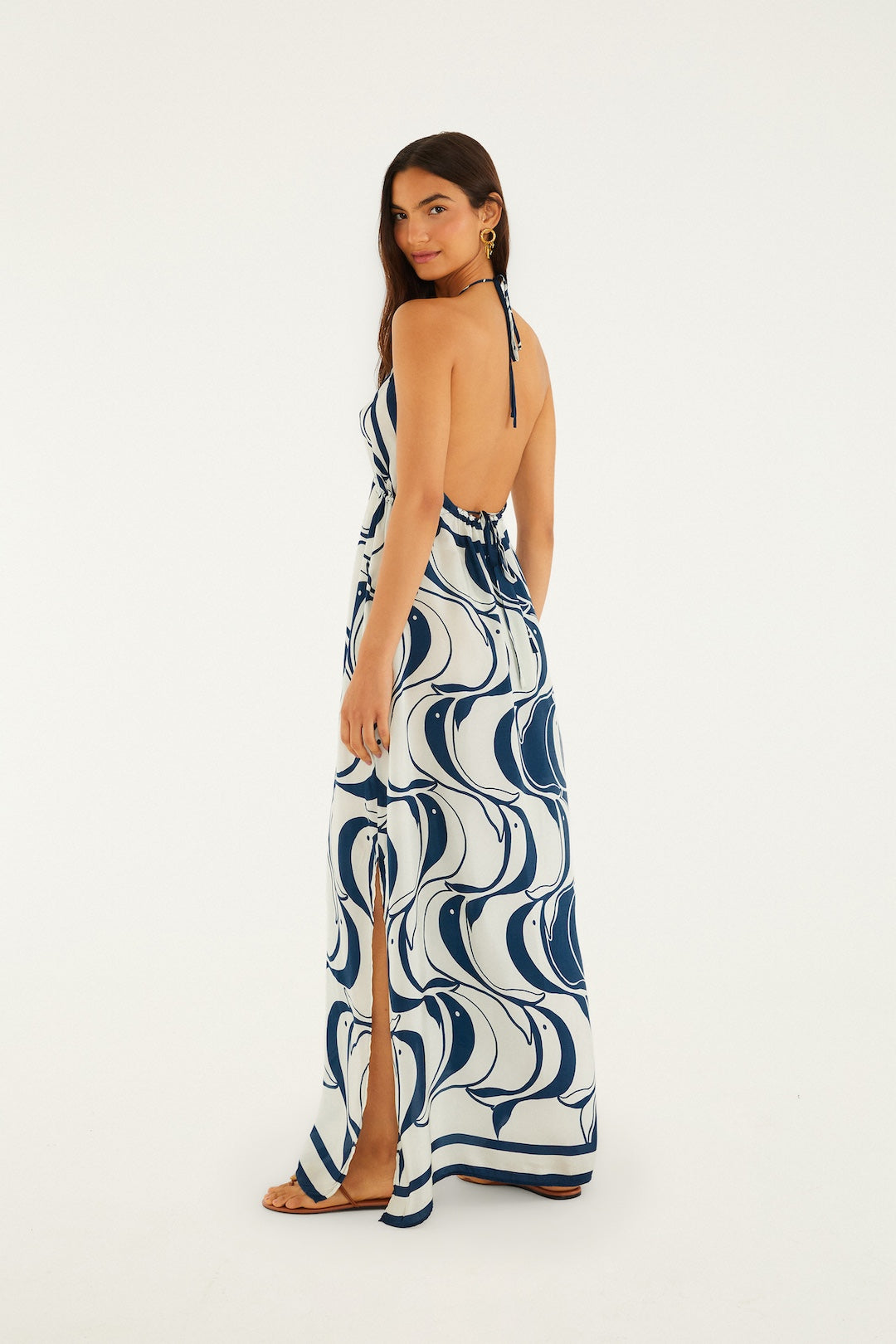 LONG DRESS WITH METAL FISH DETAIL