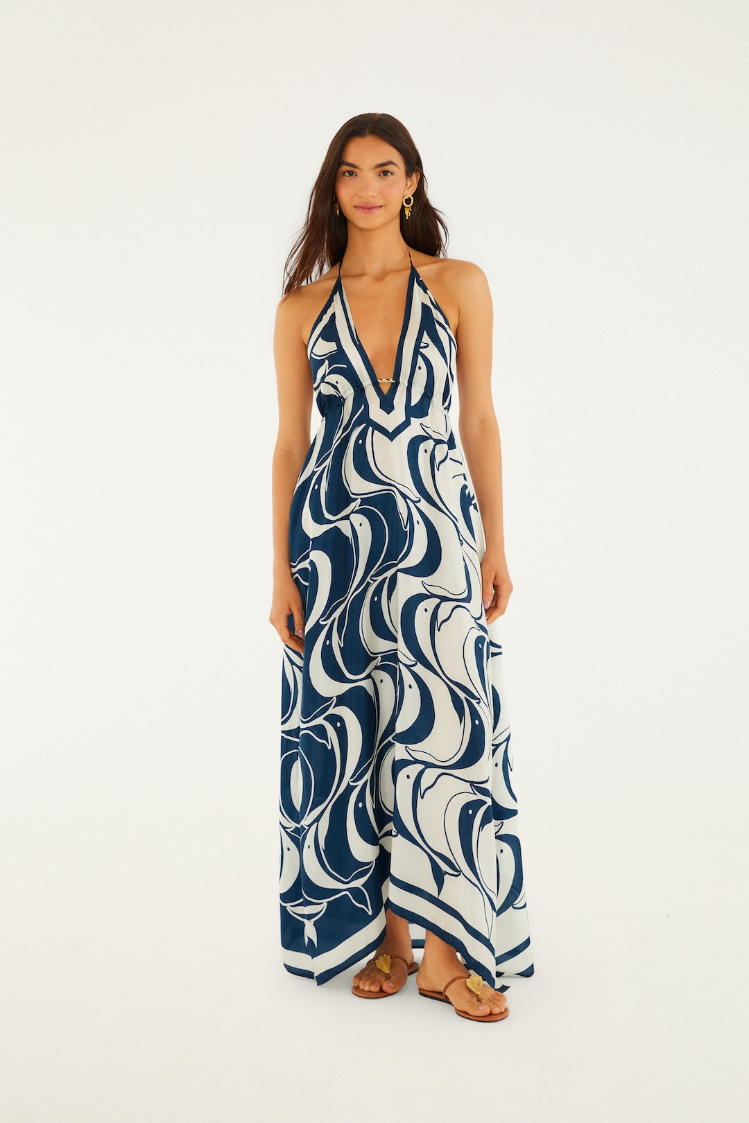 LONG DRESS WITH METAL FISH DETAIL