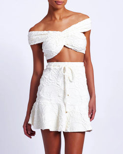 PatBo - Jacquard Mini Skirt in White