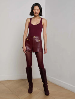L'AGENCE - Dionne Faux Leather Short in Black Cherry