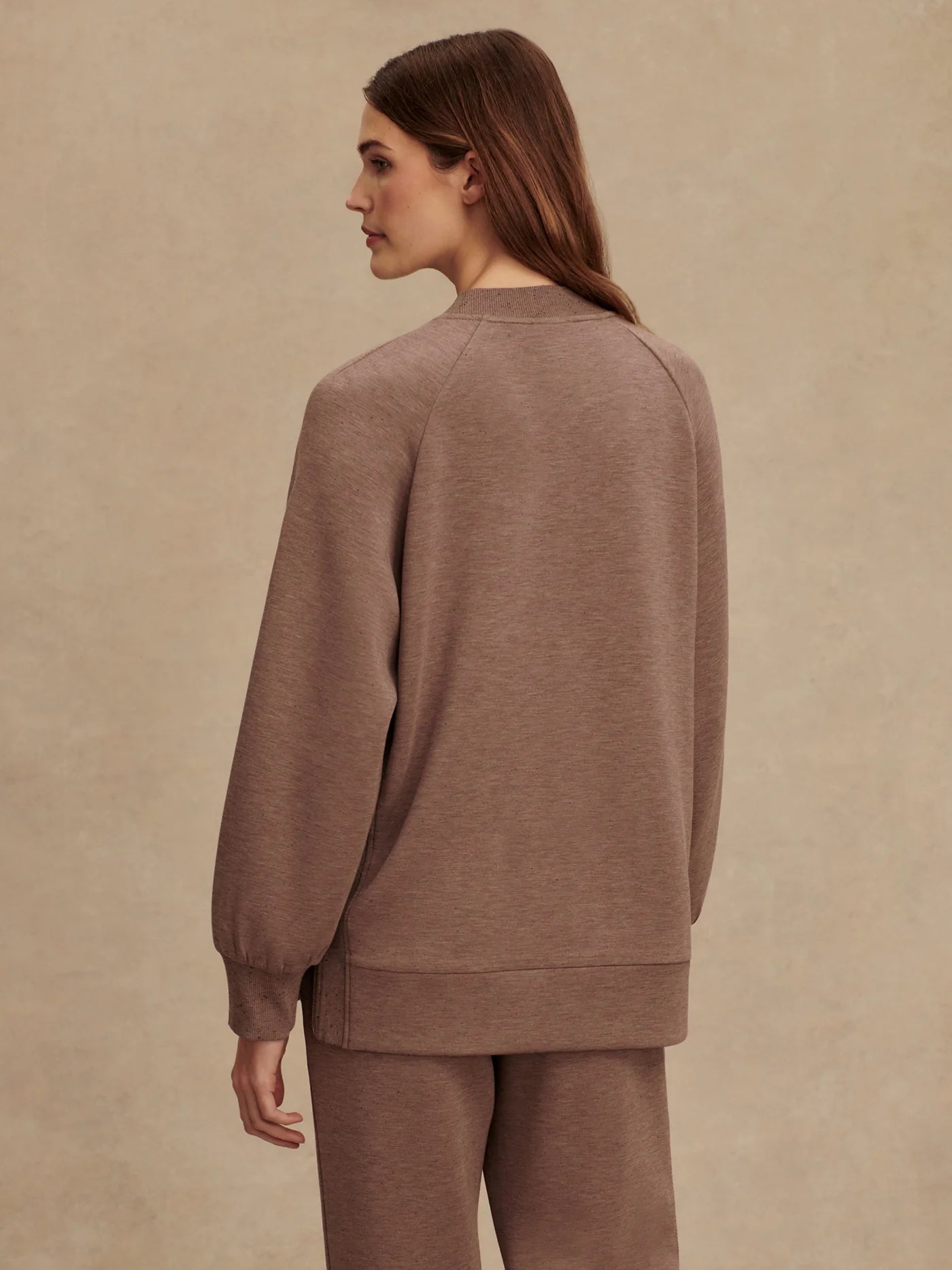 Varley Nicole Boyfriend Sweat in  Deep Taupe Marl Fleck