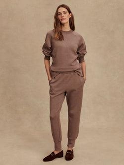 Valrley The Slim Cuff Pant 25" in Deep Taupe Marl Fleck