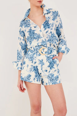 Cara Cara - Palmer Short in Tossed Floral Blue