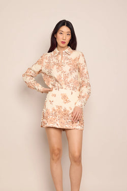 Cara Cara - Roseland Skirt in Farfella Border Egret