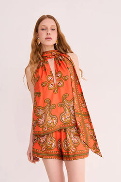 Cara Cara - Sundance Halter Top in Sierra Paisley Orange