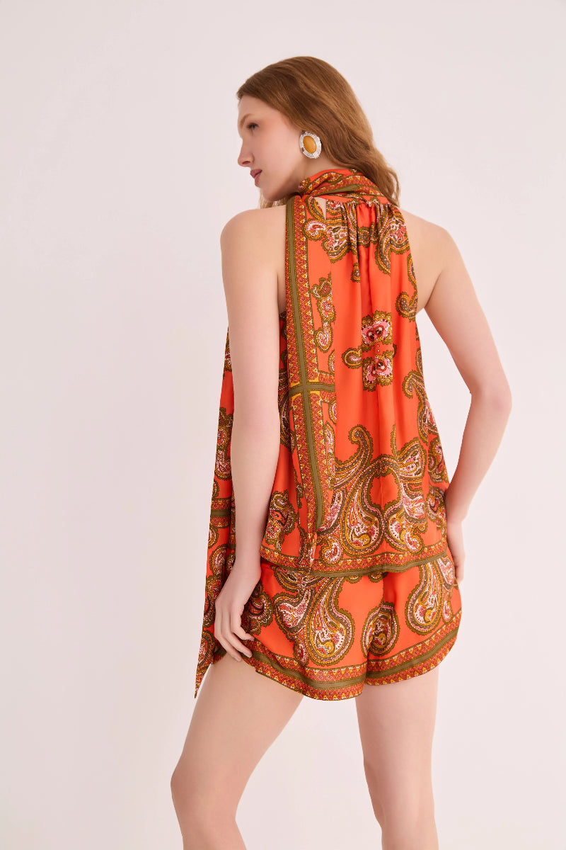 Cara Cara - Girona Short in Sierra Paisley Orange