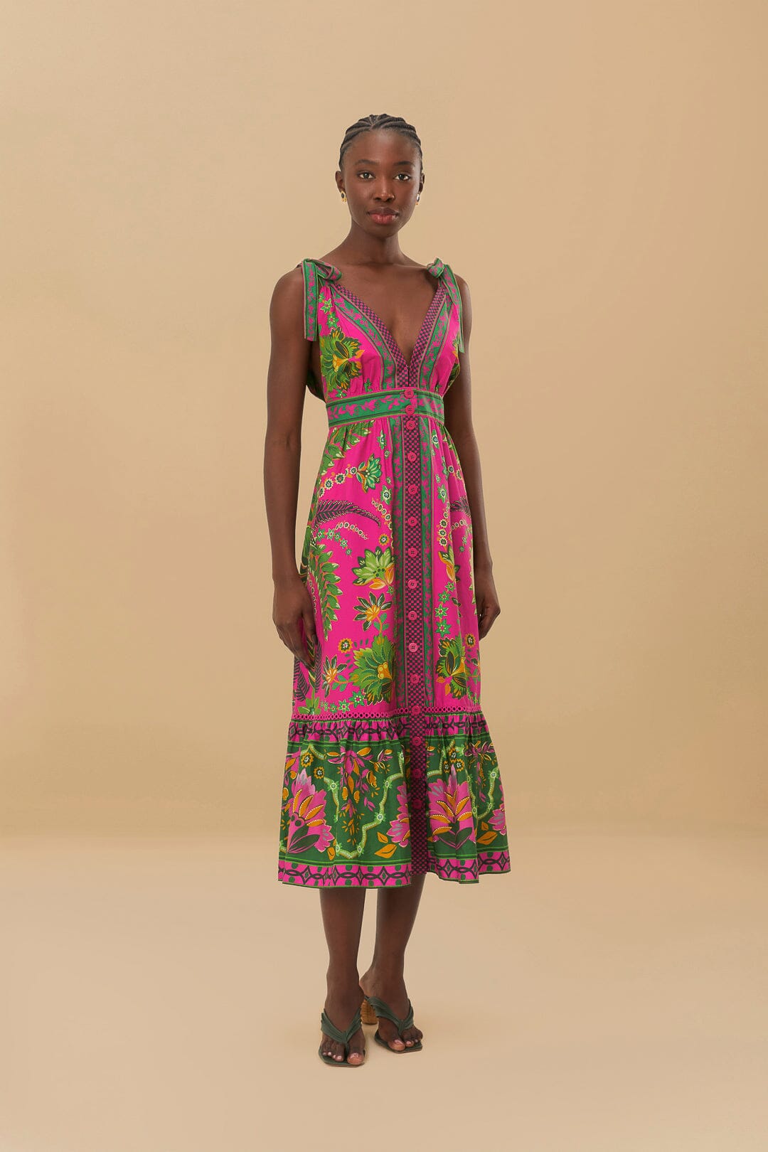 Farm Rio - Ana Tapestry Pink Midi Dress