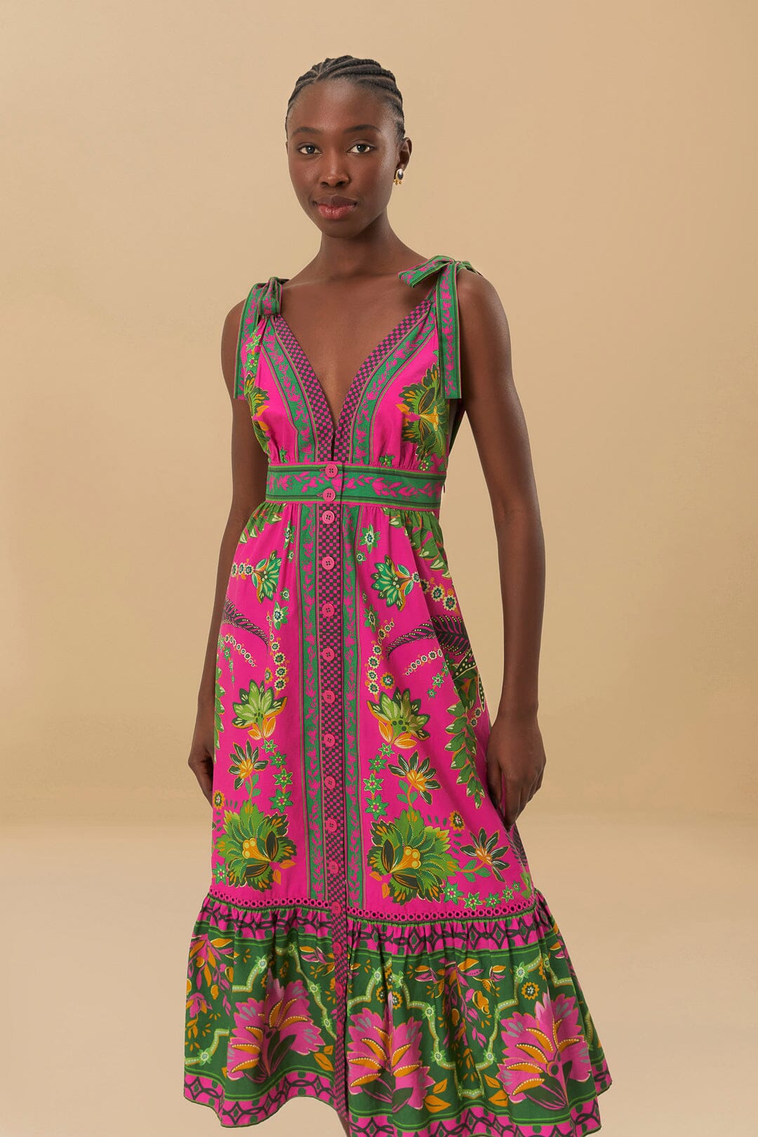 Farm Rio - Ana Tapestry Pink Midi Dress