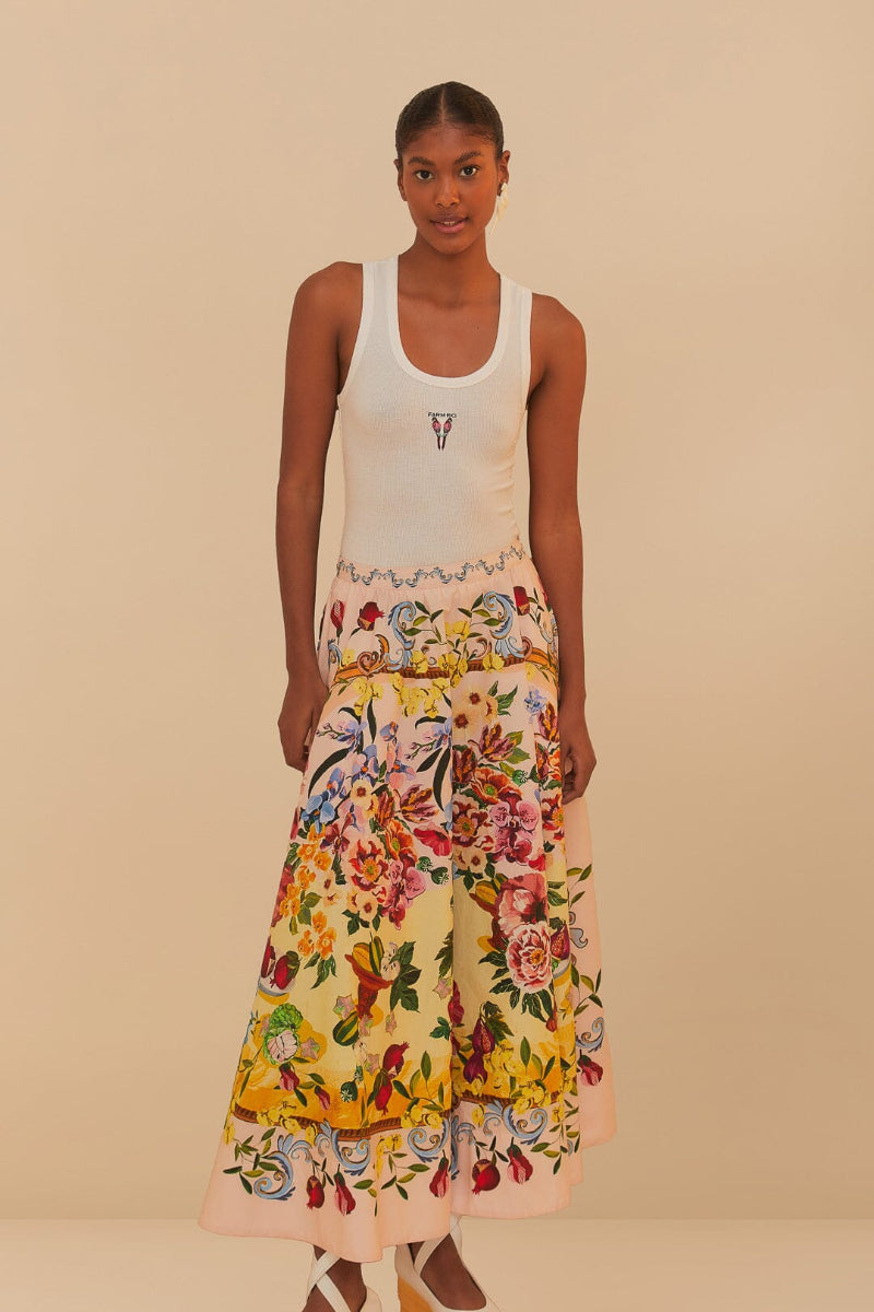 FARM Rio - Garden Terrace Pink Midi Skirt