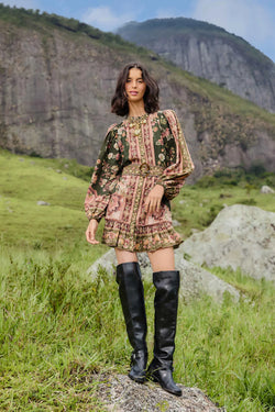 FARM Rio - Flowering Garden Tree Green Mini Dress