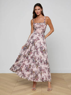 L'Agence - Torin Pleated Maxi Skirt in Light Nectar Pink