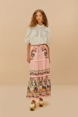 FARM Rio - The Dream Garden Pink Maxi Skirt
