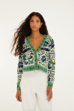 Farm Rio - Manoela Knit Cardigan in Nanoela Off-White