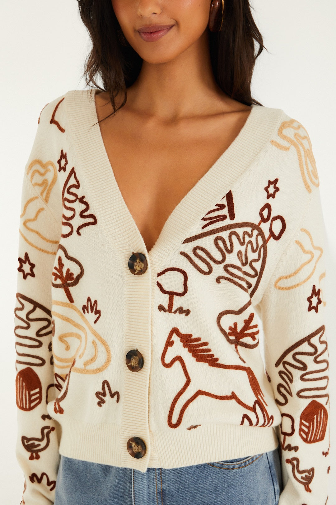 COUNTRYSIDE CORNELLI OFF-WHITE KNIT CARDIGAN