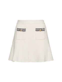 white textured knit mini skirt