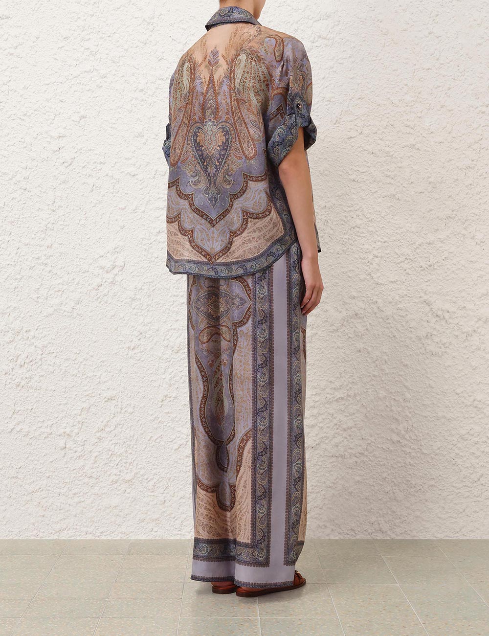 Zimmermann - Wanderlust Relaxed Pant in Tapestry Blue Multi