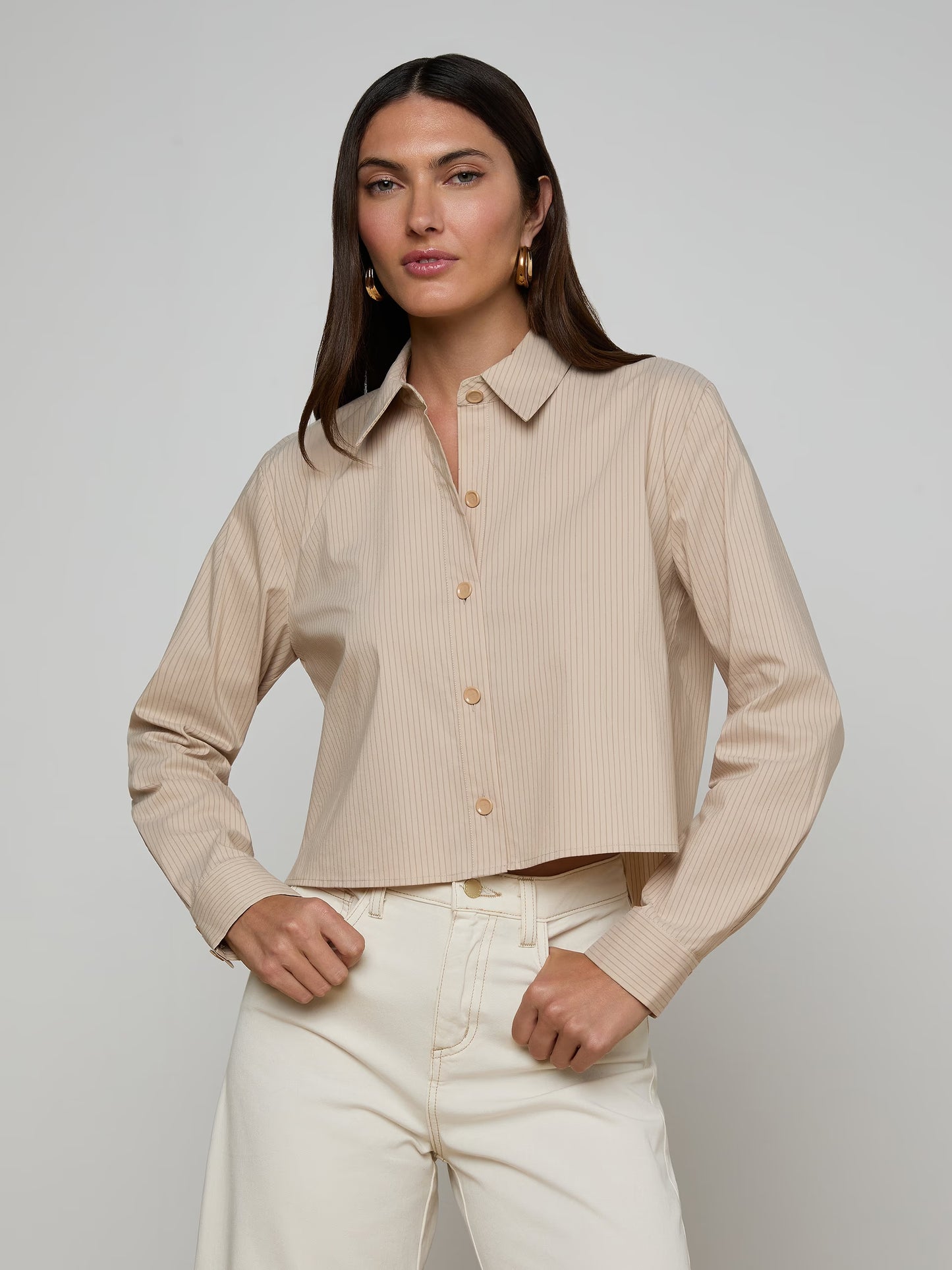 L'AGENCE - Cosette Crop High Low Shirt