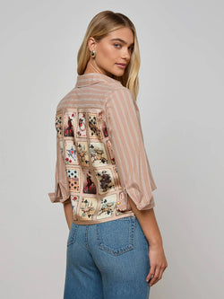 L'AGENCE - Fawn Scarf 3/4 Sleeve Blouse in White Multi L'Agence Voyage