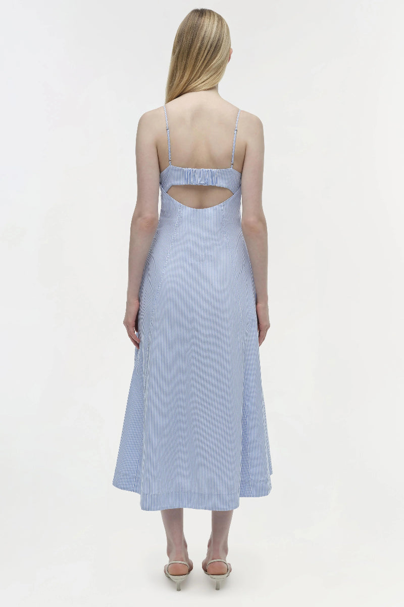 SIMKHAI - Honor Cami Midi Dress in Blue Hydrangea Stripe