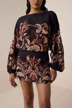 Hemant & Nandita - Mini Skirt in Brown
