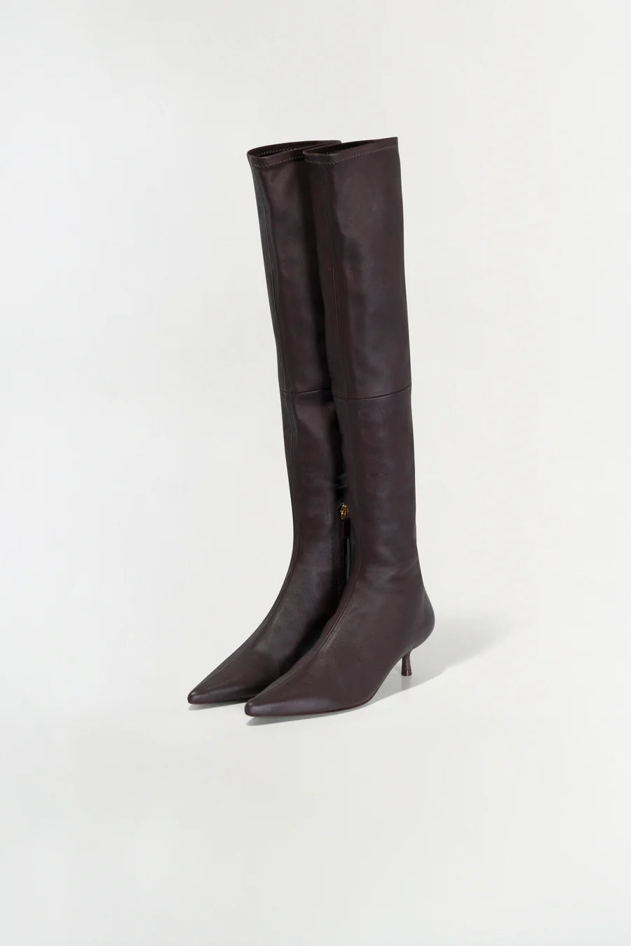 SIMKHAI - Joni Stretch Leather Over-The-Knee Boot in Hickory