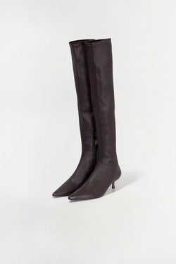 SIMKHAI - Joni Stretch Leather Over-The-Knee Boot in Hickory
