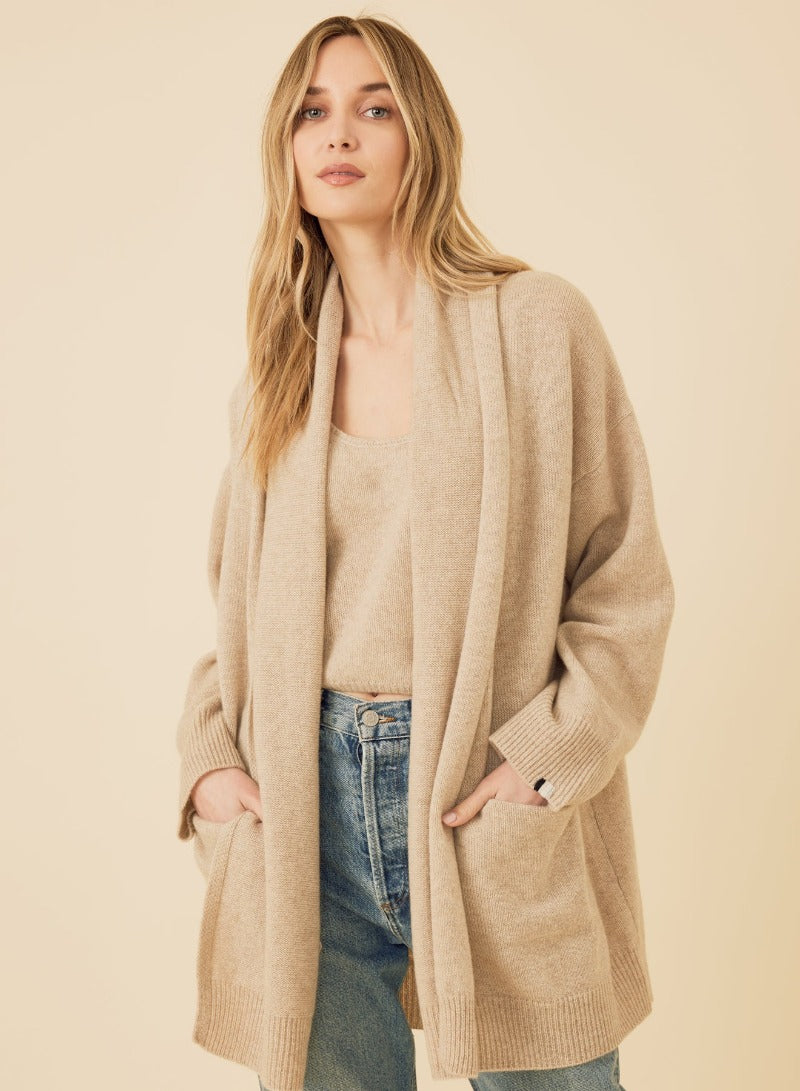 One Grey Day - Bixby Cashmere Cardigan in Oatmeal