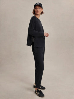 Varley- Horton Side Zip Midlayer in Navy Marl