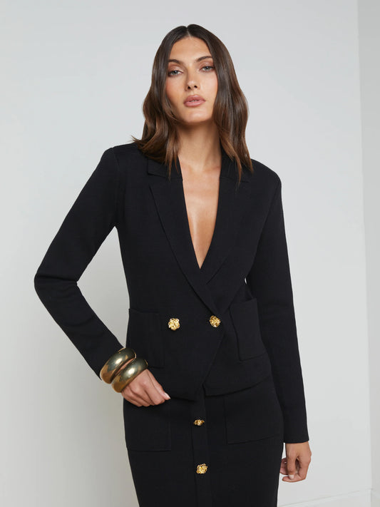 L'AGENCE - Sofia Knit Blazer in Black Gold Rose