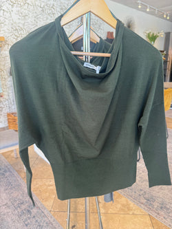 SIMKHAI - Lavina Draped Off Shoulder Sweater in Cypress