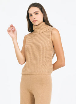 One Grey Day - Polly Cashmere Vest in Chestnut