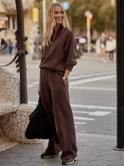 Varley- The Wide Leg Pant 28" in Coffee Multi